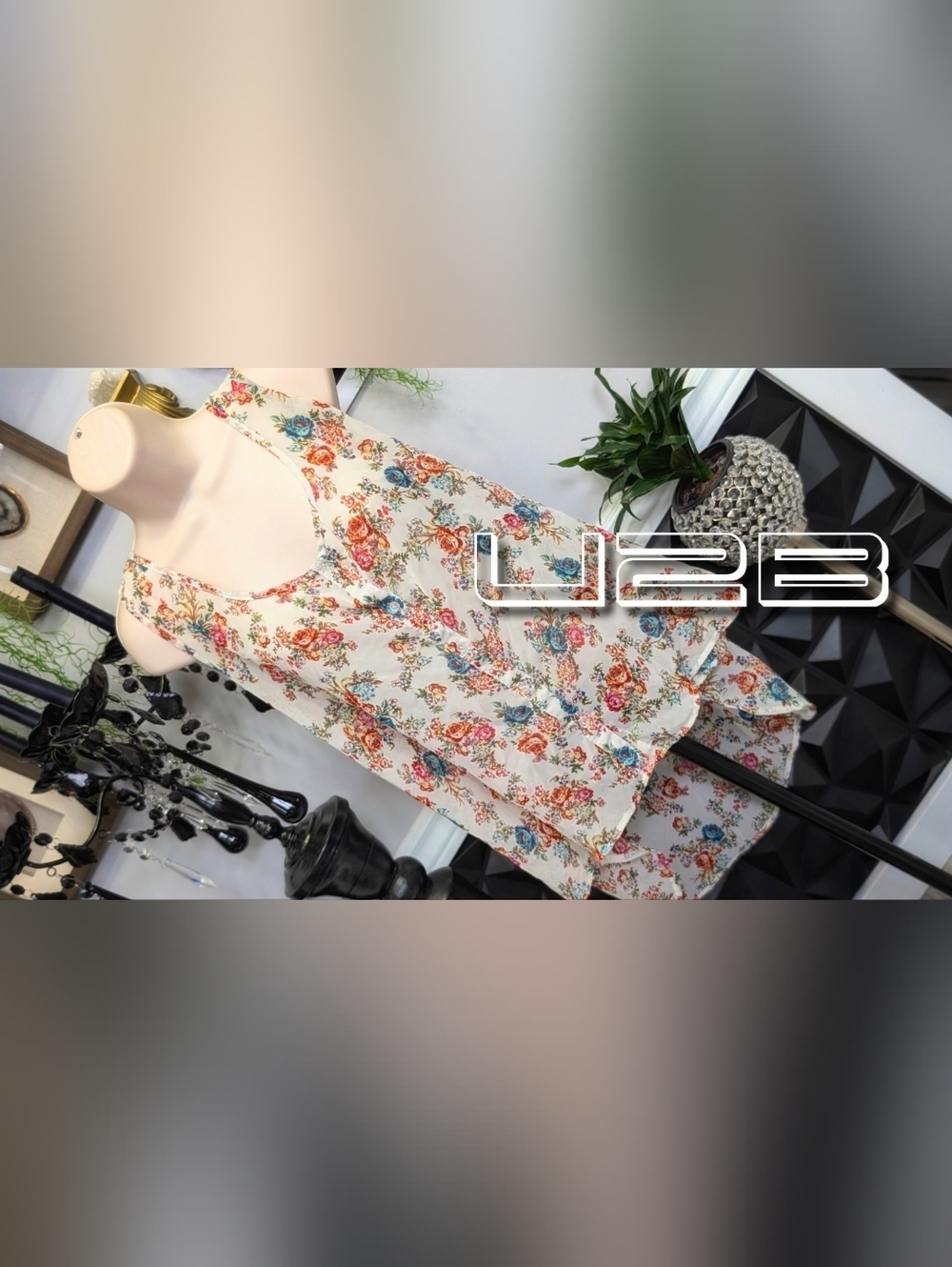 U2B Floral Sheer Button Tank Top Blouse 2XL